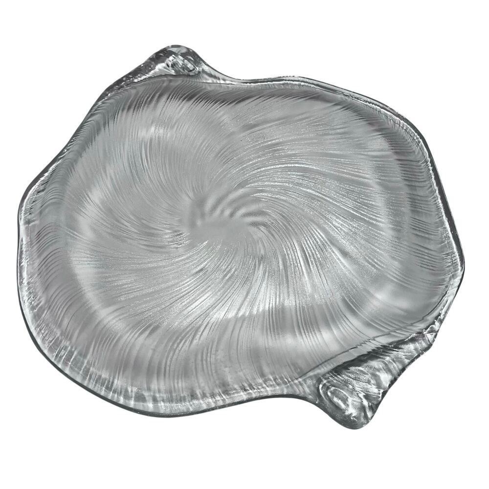 VTG Villeroy & Boch Textured Seashell Glass‎ Swirl Serving Platter Tray 15 in
